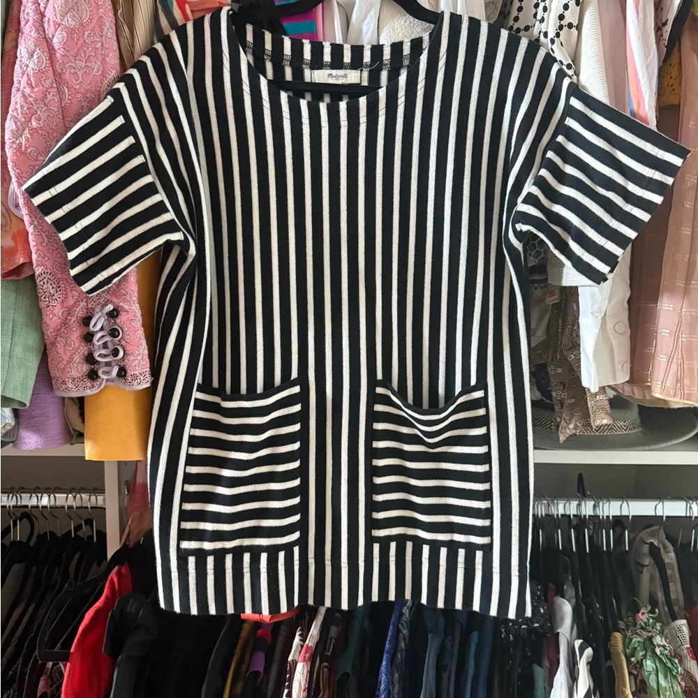 Madewell Black and White Striped Knit Top